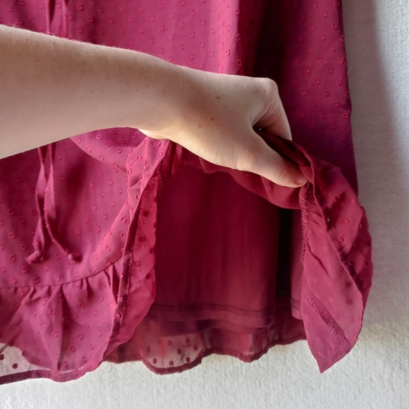 Lulu's Daydream Wine Red Swiss Dot Ruffled Dress XS - Picture 12 of 14